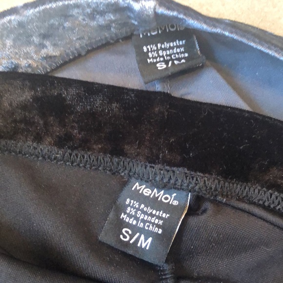 MeMoi Crushed Velvet Leggings in Black - Picture 3 of 3